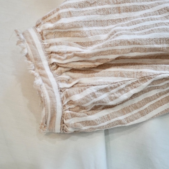 By Together Creme and White Striped button down fringe shirt - Picture 5 of 6